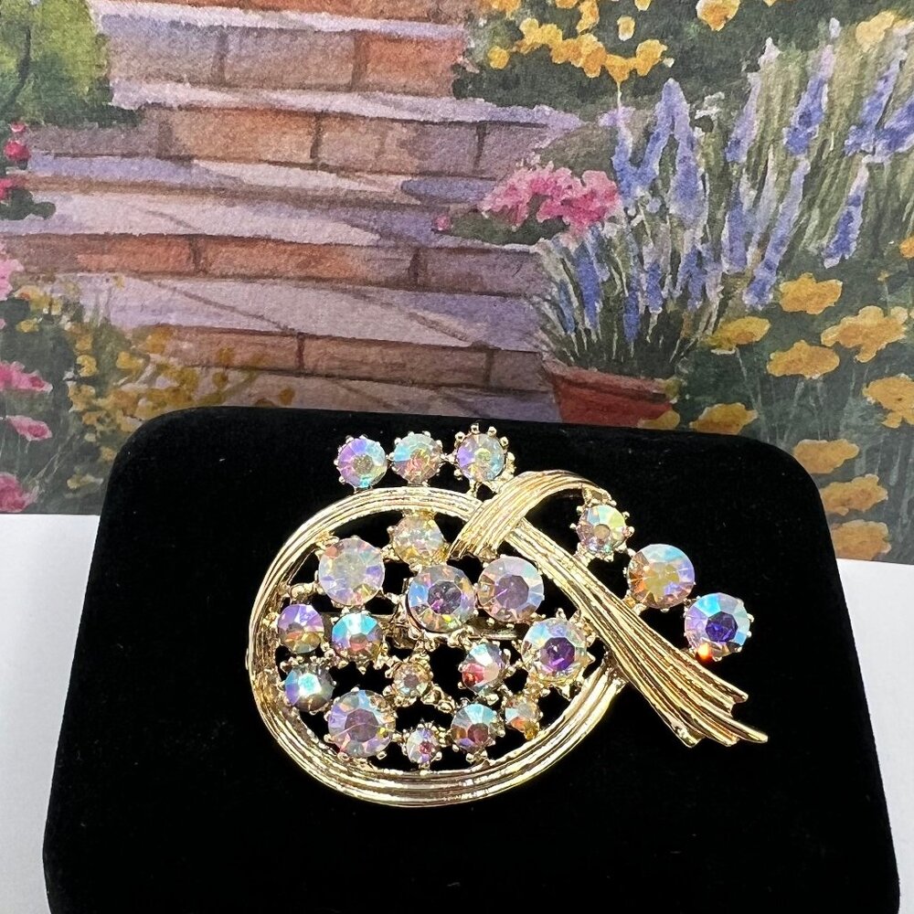 Aurora Borealis Glass Ribbon Brooch FINAL MARKDOWN
